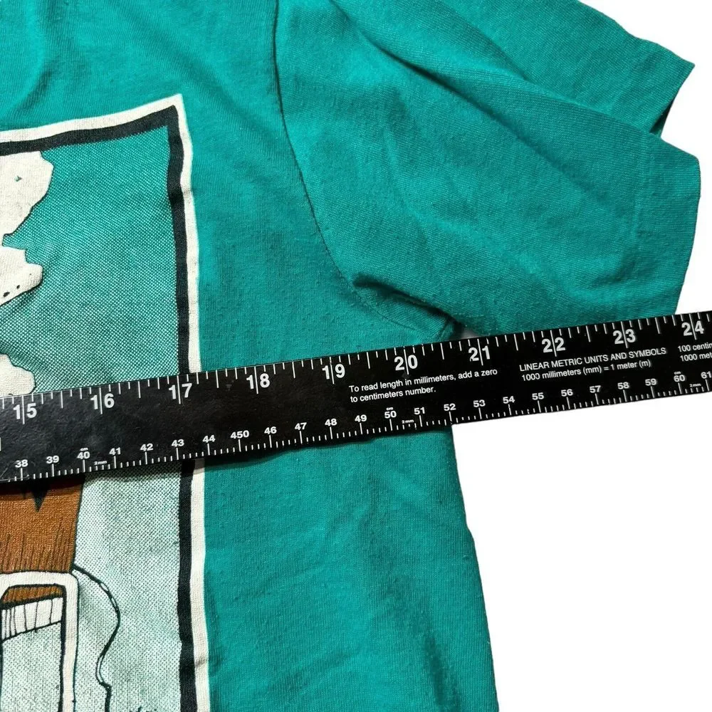 Vintage 80's Strip Tees Comic T-shirt Teal S/M‎ - Picture 3 of 4